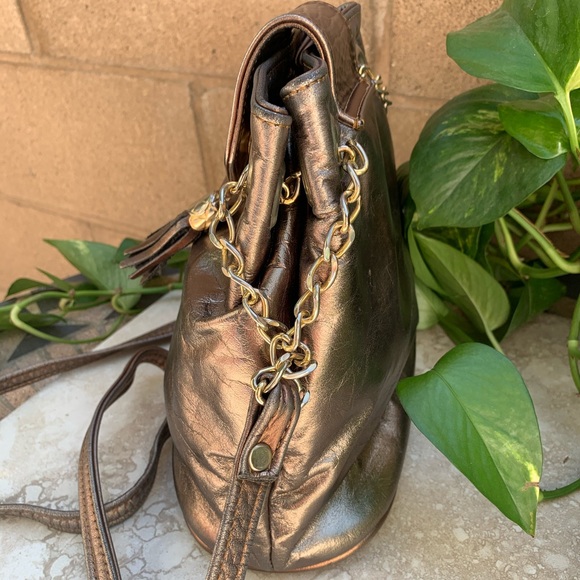 Vintage Bronze Metallic Gold Chain Crossbody Bag - Picture 4 of 10